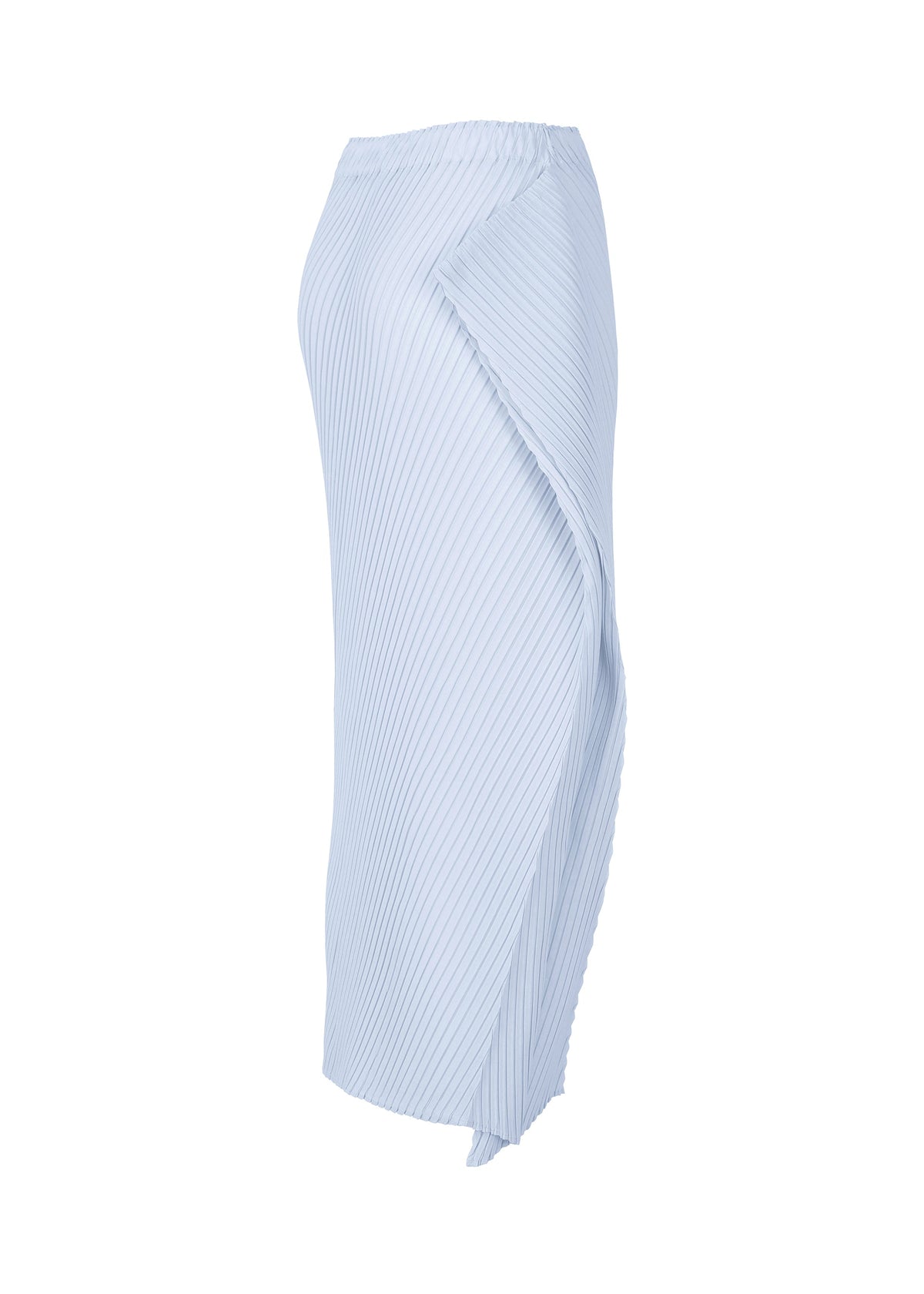 A detail shot of the ISSEY MIYAKE SOFT FOLD PLEATS skirt.