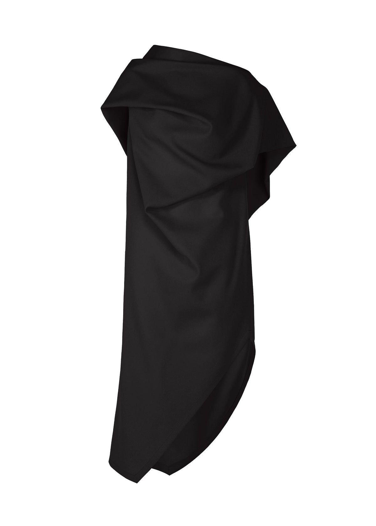 A product shot of the ISSEY MIYAKE UNI FORM (WOOL) dress in black (15).