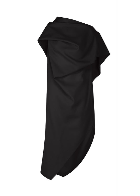 A product shot of the ISSEY MIYAKE UNI FORM (WOOL) dress in black (15).