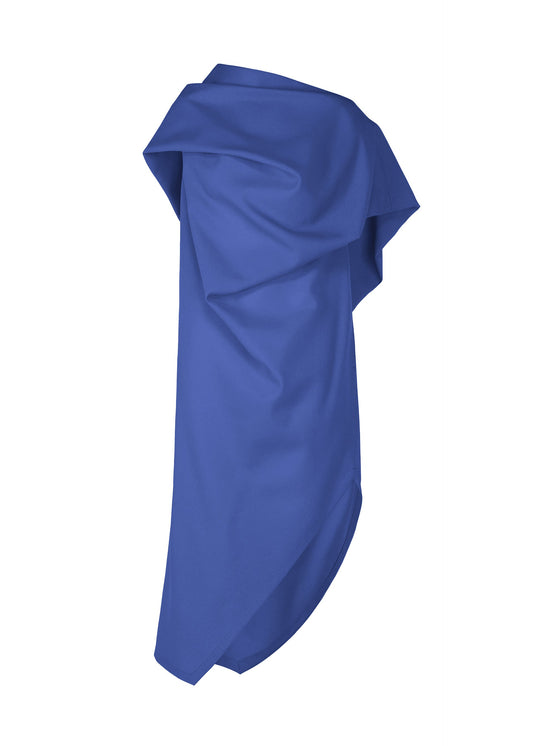 A product shot of the ISSEY MIYAKE UNI FORM (WOOL) dress in blue (72).
