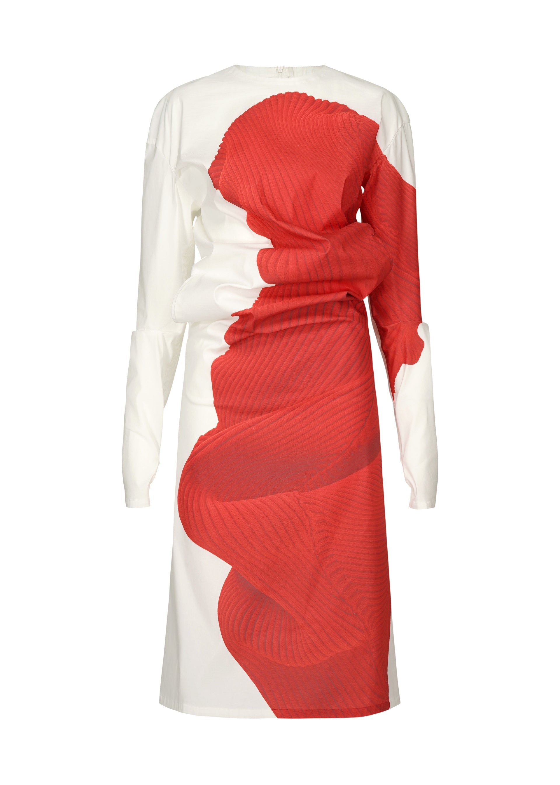 A product shot of the ISSEY MIYAKE KNIT (AS REPRESENTED) dress in red.