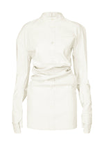A product shot of the ISSEY MIYAKE LIKE TORSO LIKE SHIRT dress in white.