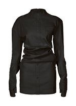 A product shot of the ISSEY MIYAKE LIKE TORSO LIKE SHIRT dress in black.