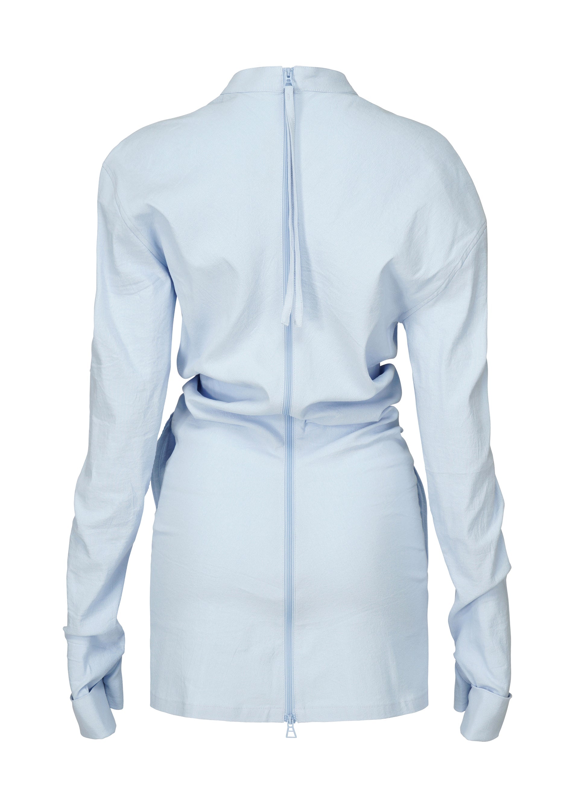 A detail shot of the ISSEY MIYAKE LIKE TORSO LIKE SHIRT dress.