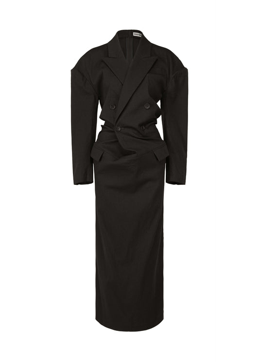 A product shot of the ISSEY MIYAKE LIKE TORSO LIKE BLAZER dress in black (15).