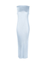 A product shot of the ISSEY MIYAKE GLOSSED METAL PLEATS dress in pale blue (70).