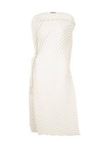 A product shot of the ISSEY MIYAKE PAPER BAG PLEATS dress in white (01).