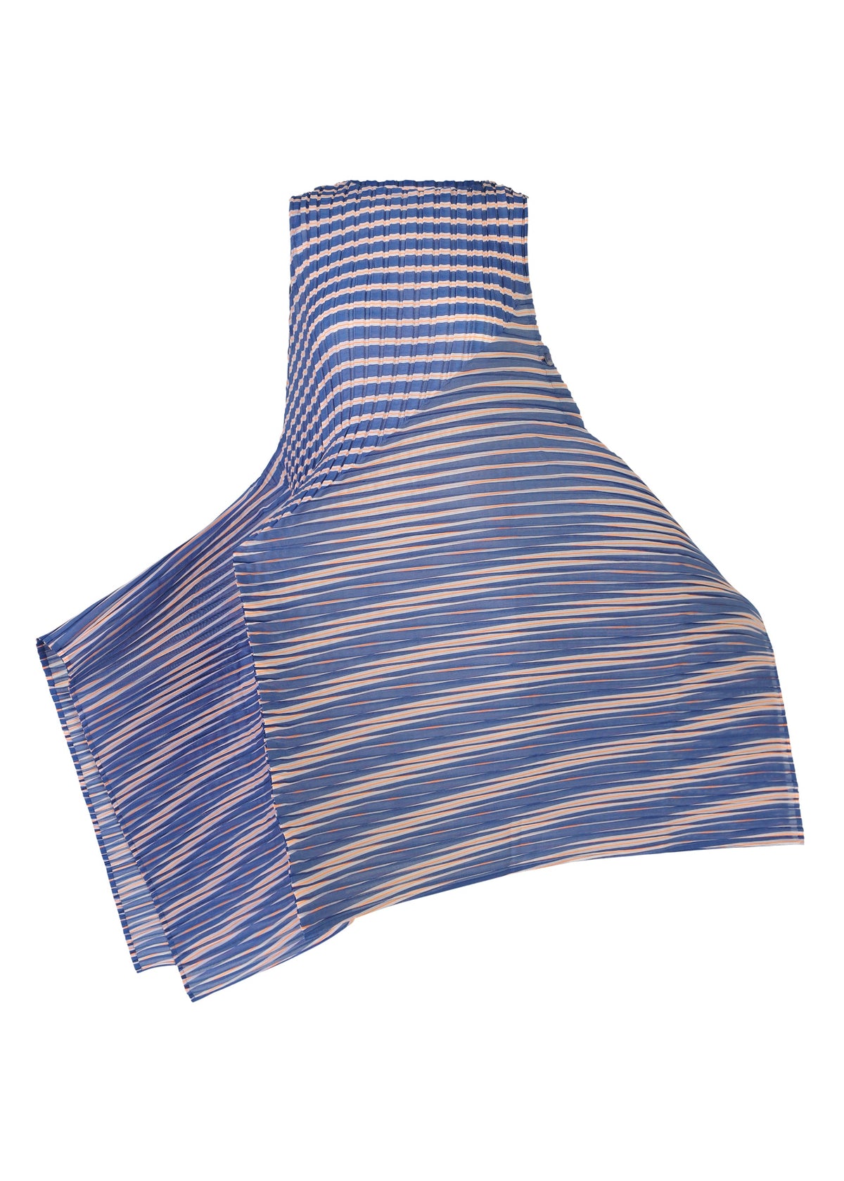 A product shot of the ISSEY MIYAKE GENERIC STRIPES (MACHINE PLEATS) clothing in blue-hued (76).