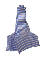 A product shot of the ISSEY MIYAKE GENERIC STRIPES (MACHINE PLEATS) clothing in blue-hued (76).