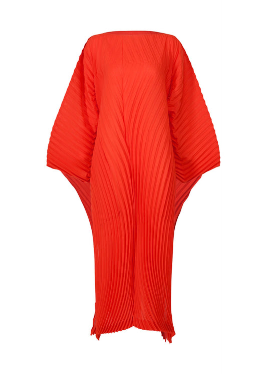 A product shot of the ISSEY MIYAKE WAVE PLEATS dress in red (24).