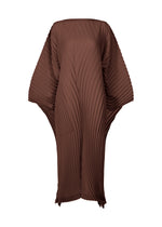 A product shot of the ISSEY MIYAKE WAVE PLEATS dress in dark brown (45).