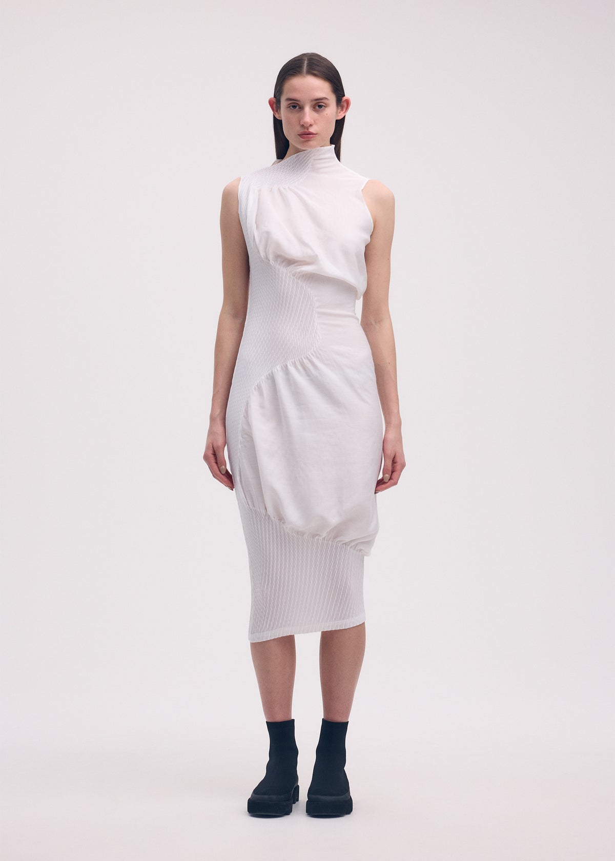 KNIT (CONTOUR) PLEATS Dress Black