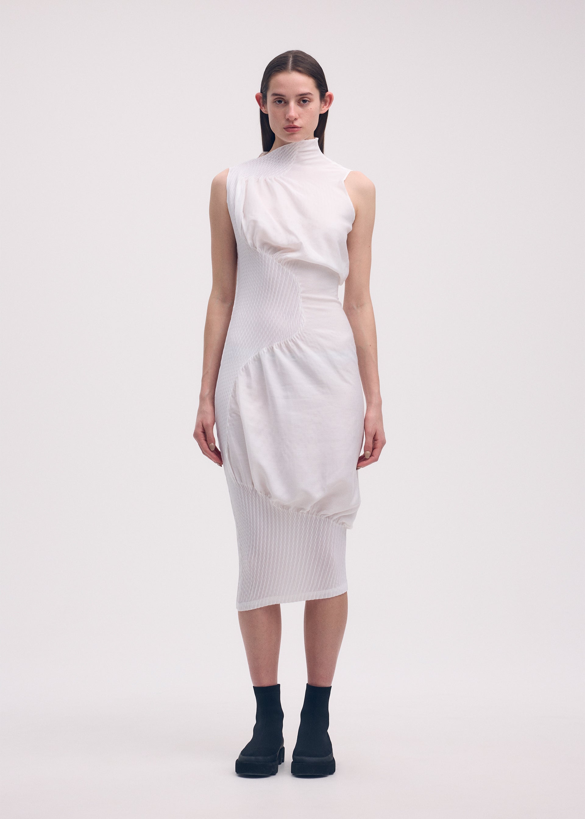 KNIT (CONTOUR) PLEATS Dress Black