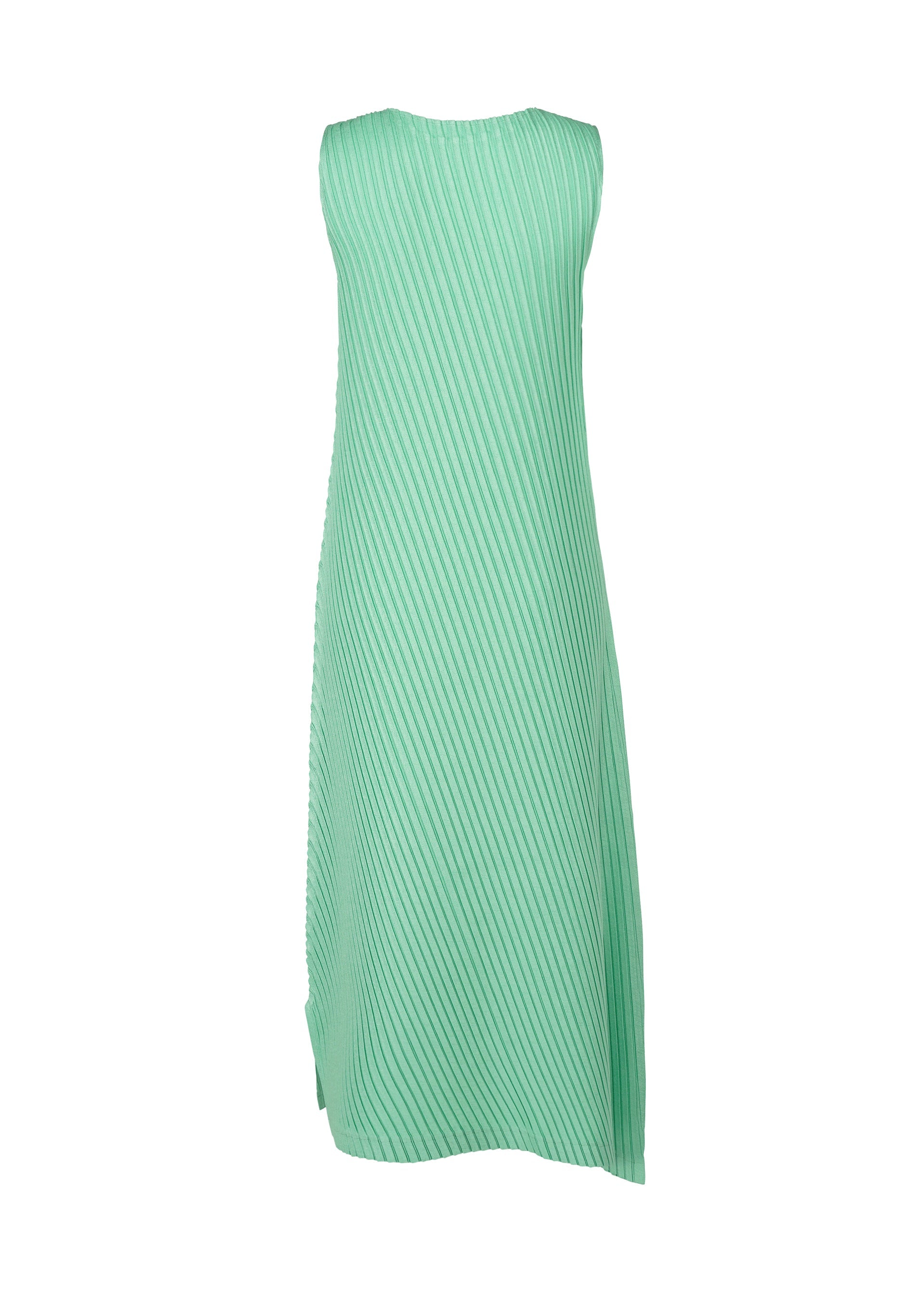 A detail shot of the ISSEY MIYAKE LINEN LIKE PLEATS dress.