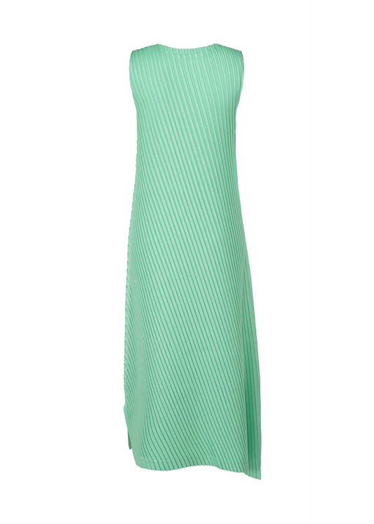 A detail shot of the ISSEY MIYAKE LINEN LIKE PLEATS dress.