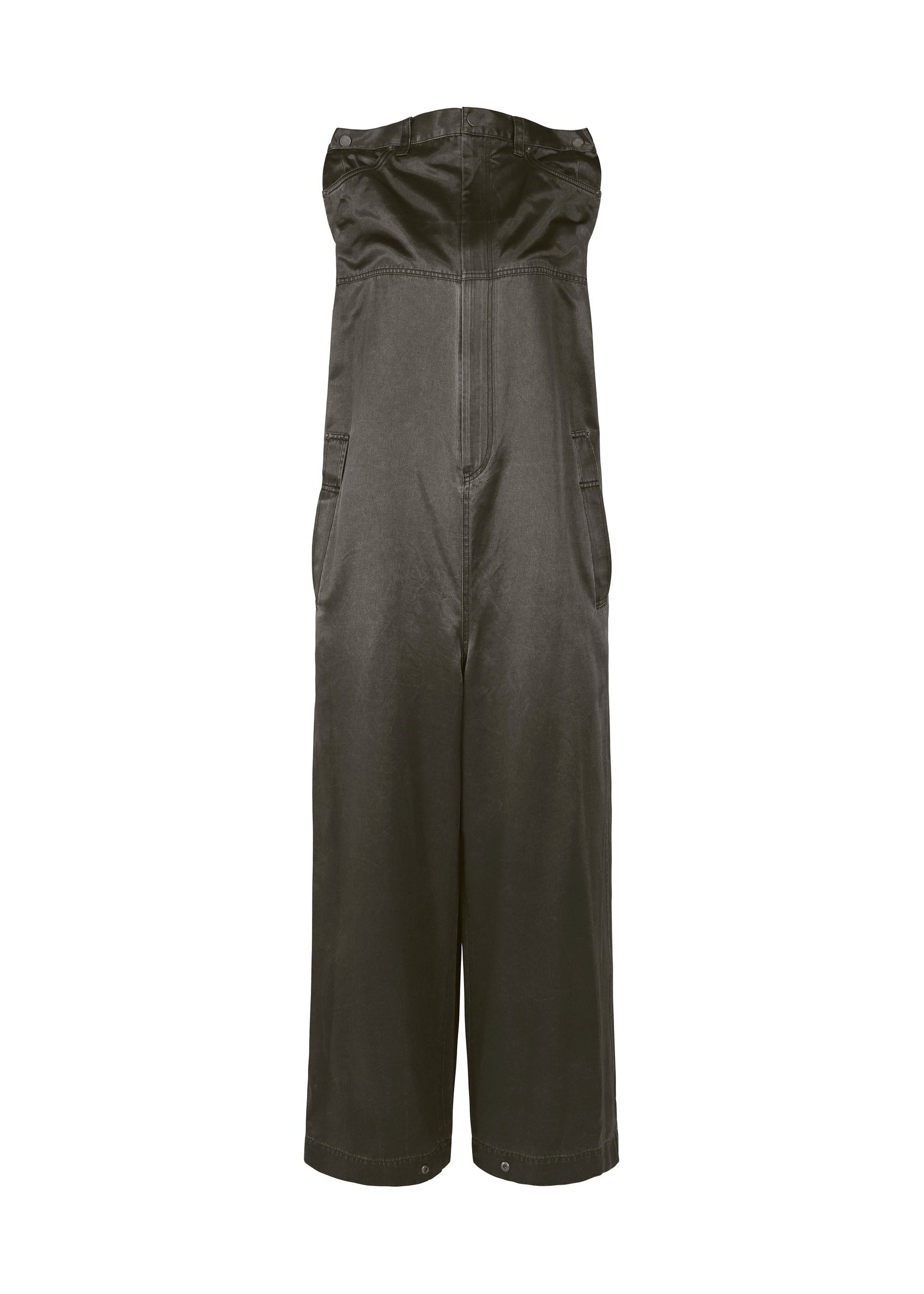 A product shot of the ISSEY MIYAKE PSEUDO JEANS jumpsuit in charcoal (14).