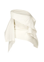 A detail shot of the ISSEY MIYAKE COLLAPSING SCULPTURE shirt.