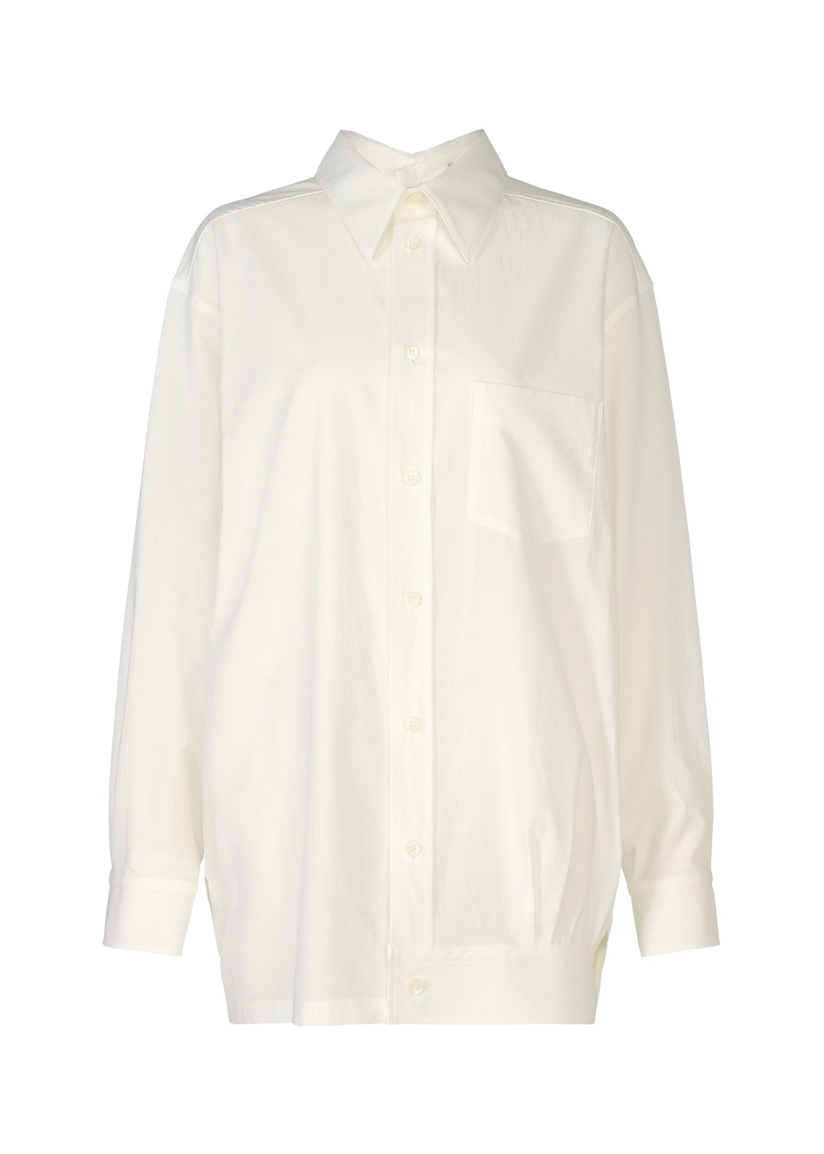 A product shot of the ISSEY MIYAKE ODD SHIRT shirt in white (01).