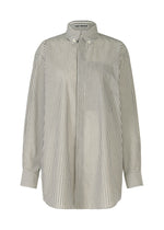 A product shot of the ISSEY MIYAKE ODD SHIRT (STRIPES) shirt in khaki-hued (67).