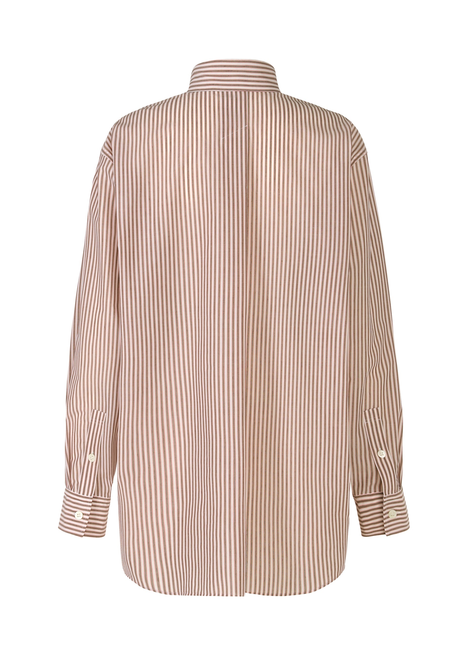 A detail shot of the ISSEY MIYAKE ODD SHIRT (STRIPES) shirt.