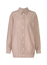 A product shot of the ISSEY MIYAKE ODD SHIRT (STRIPES) shirt in pink-hued (26).