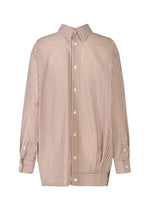 A detail shot of the ISSEY MIYAKE ODD SHIRT (STRIPES) shirt.