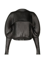 A product shot of the ISSEY MIYAKE GLOSSED METAL PLEATS shirt in black (15).