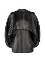 A product shot of the ISSEY MIYAKE GLOSSED METAL PLEATS shirt in black (15).