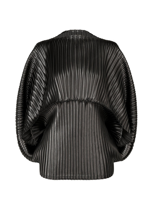 A product shot of the ISSEY MIYAKE GLOSSED METAL PLEATS shirt in black (15).