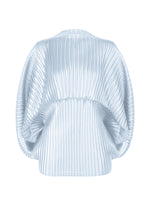 A product shot of the ISSEY MIYAKE GLOSSED METAL PLEATS shirt in pale blue (70).