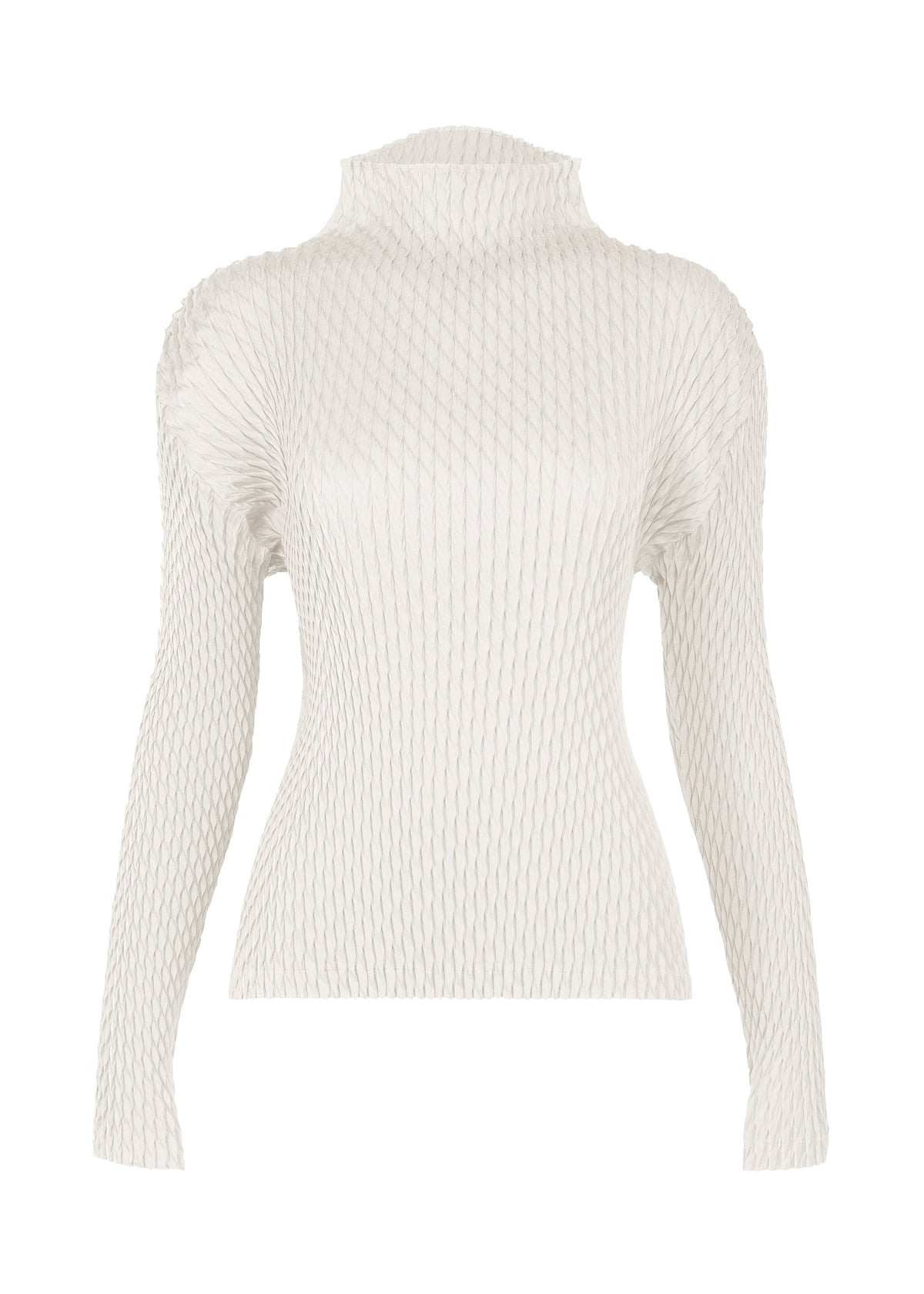 A product shot of the ISSEY MIYAKE SLEEK PLEATS shirt in white (01).