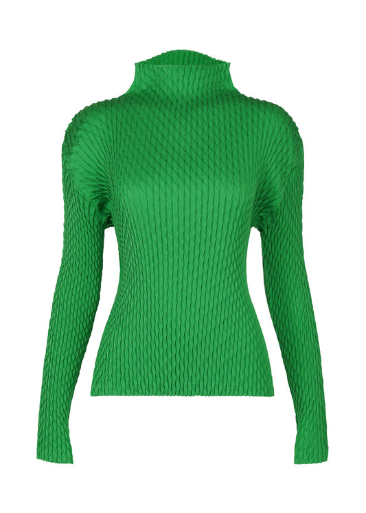 A product shot of the ISSEY MIYAKE SLEEK PLEATS shirt in green (62).