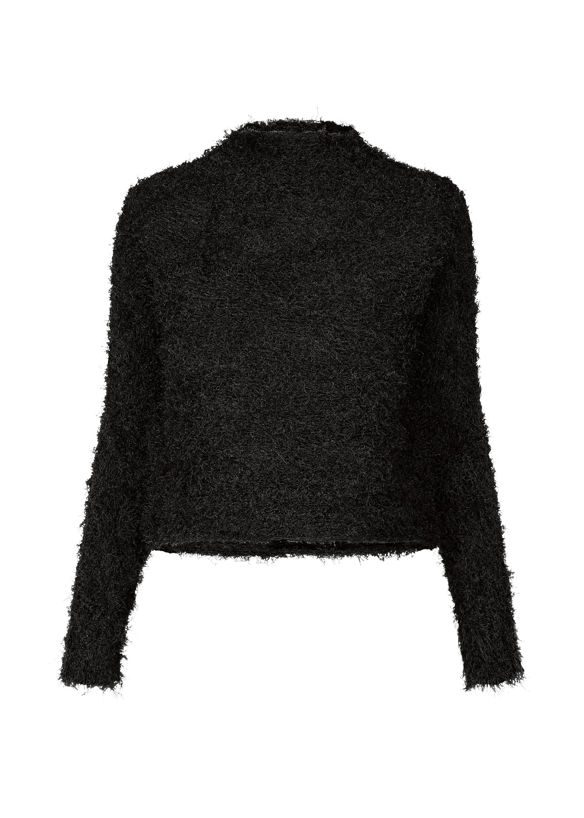 A product shot of the ISSEY MIYAKE SHIFTED FUZZY PLEATS shirt in black (15).