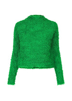 A product shot of the ISSEY MIYAKE SHIFTED FUZZY PLEATS shirt in green (62).
