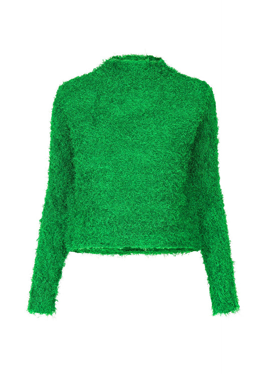 A product shot of the ISSEY MIYAKE SHIFTED FUZZY PLEATS shirt in green (62).