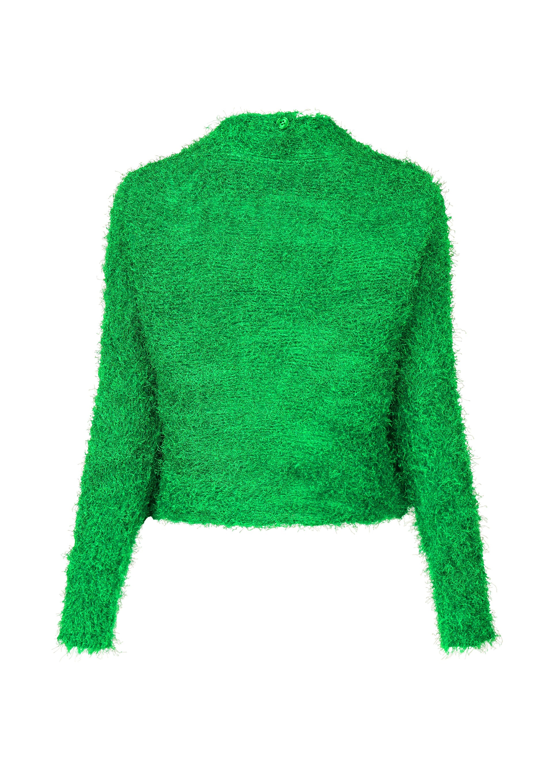 A detail shot of the ISSEY MIYAKE SHIFTED FUZZY PLEATS shirt.