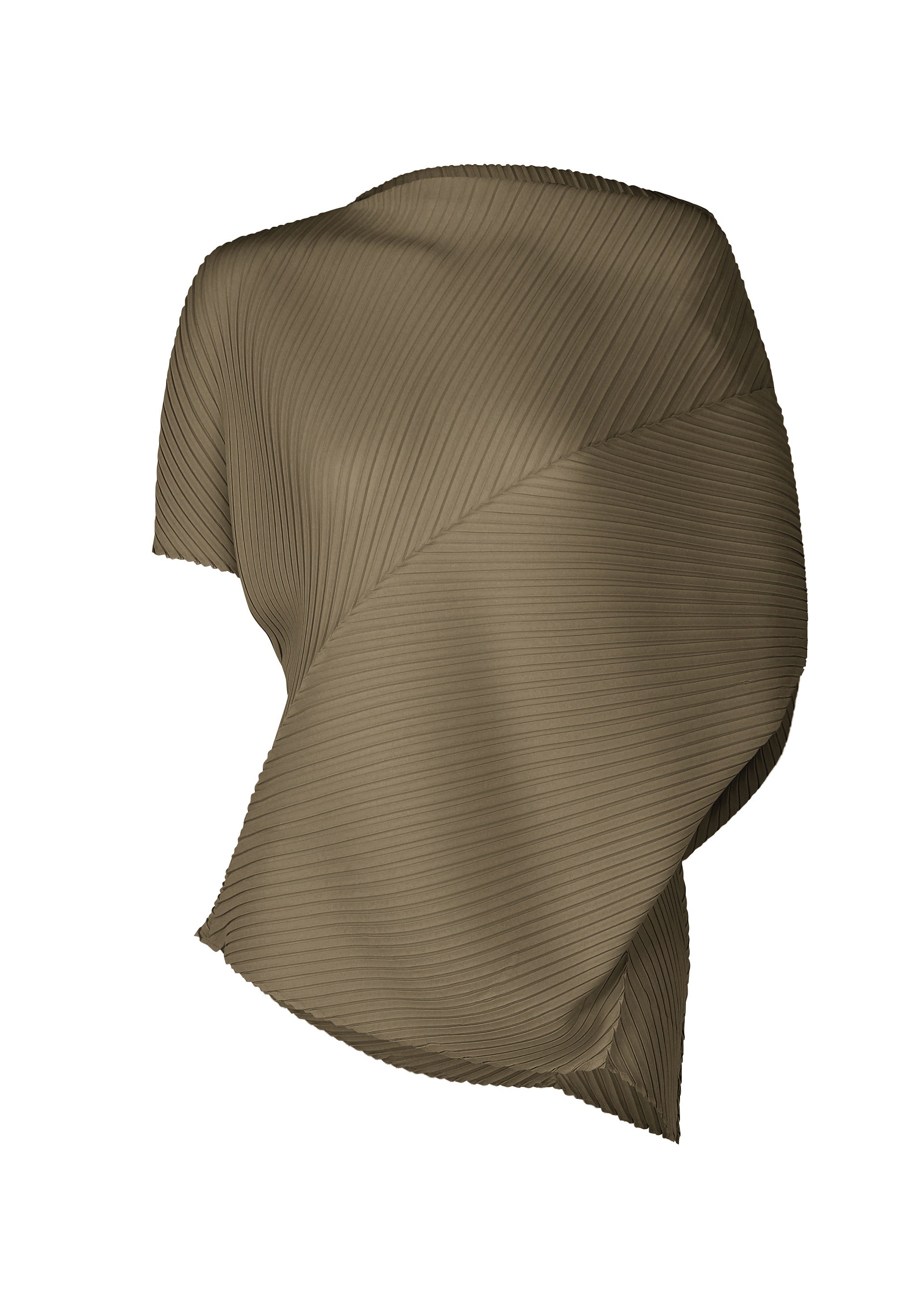 A product shot of the ISSEY MIYAKE SOFT FOLD PLEATS shirt in khaki.