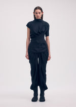 KNIT (CONTOUR) PLEATS Top Black