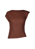 A product shot of the ISSEY MIYAKE LINEN LIKE PLEATS shirt in dark brown (45).