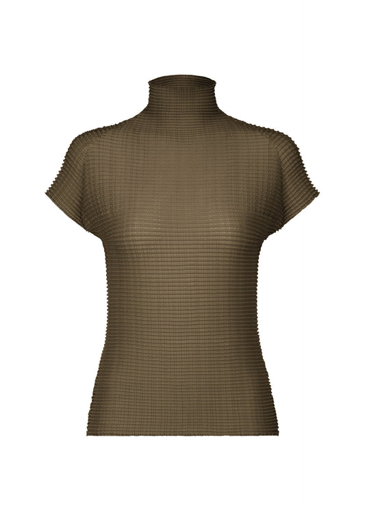 A product shot of the ISSEY MIYAKE WOOLY PLEATS 58 shirt in khaki (65).