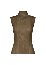 A product shot of the ISSEY MIYAKE CHIFFON TWIST 1 top in dark brown.
