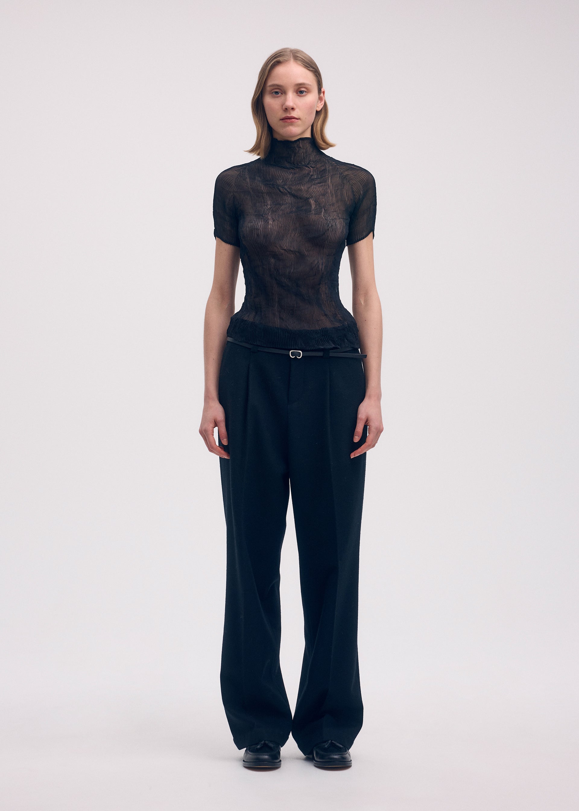 CHIFFON TWIST BK/WT-58 Top White