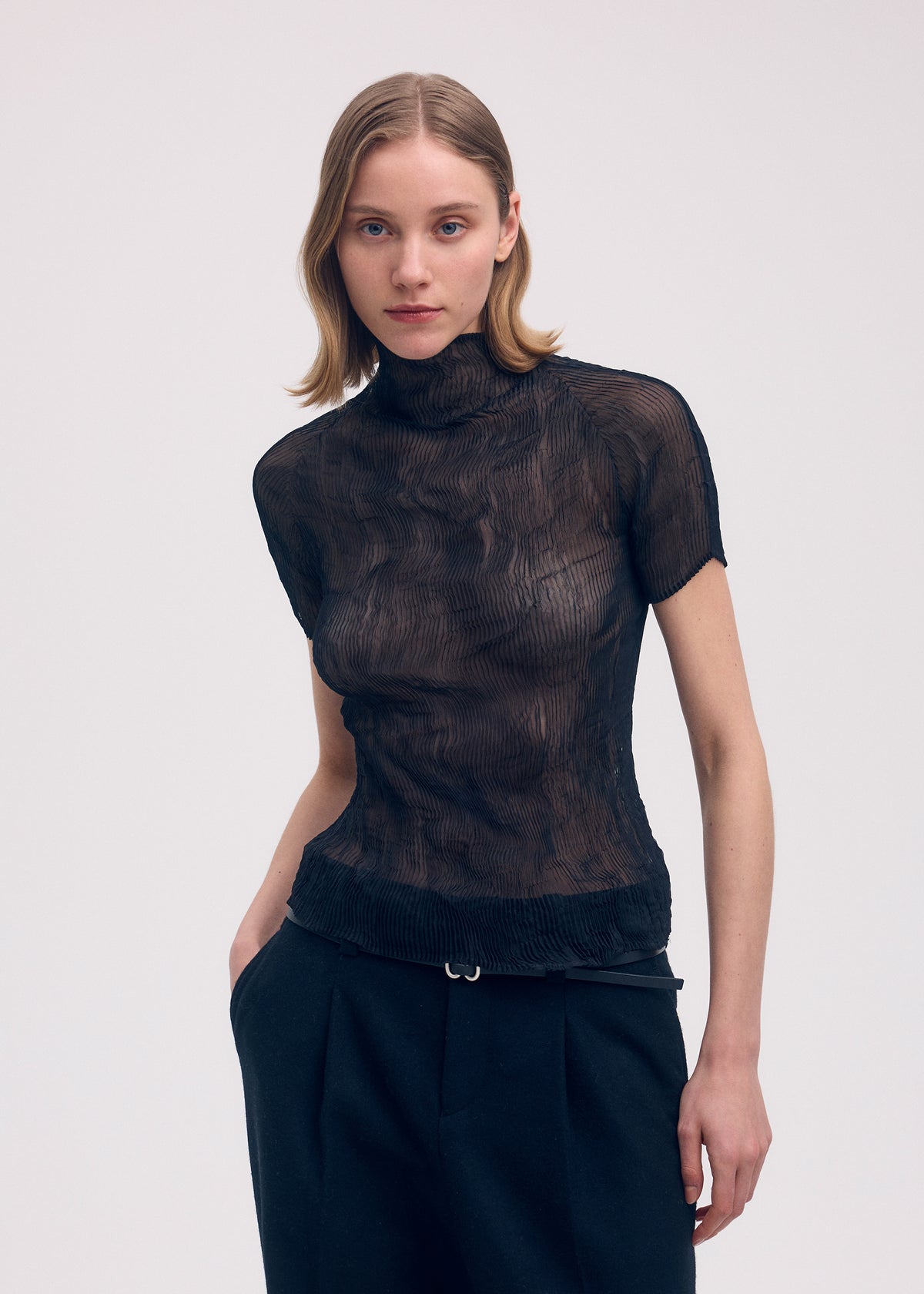 CHIFFON TWIST BK/WT-58 Top White