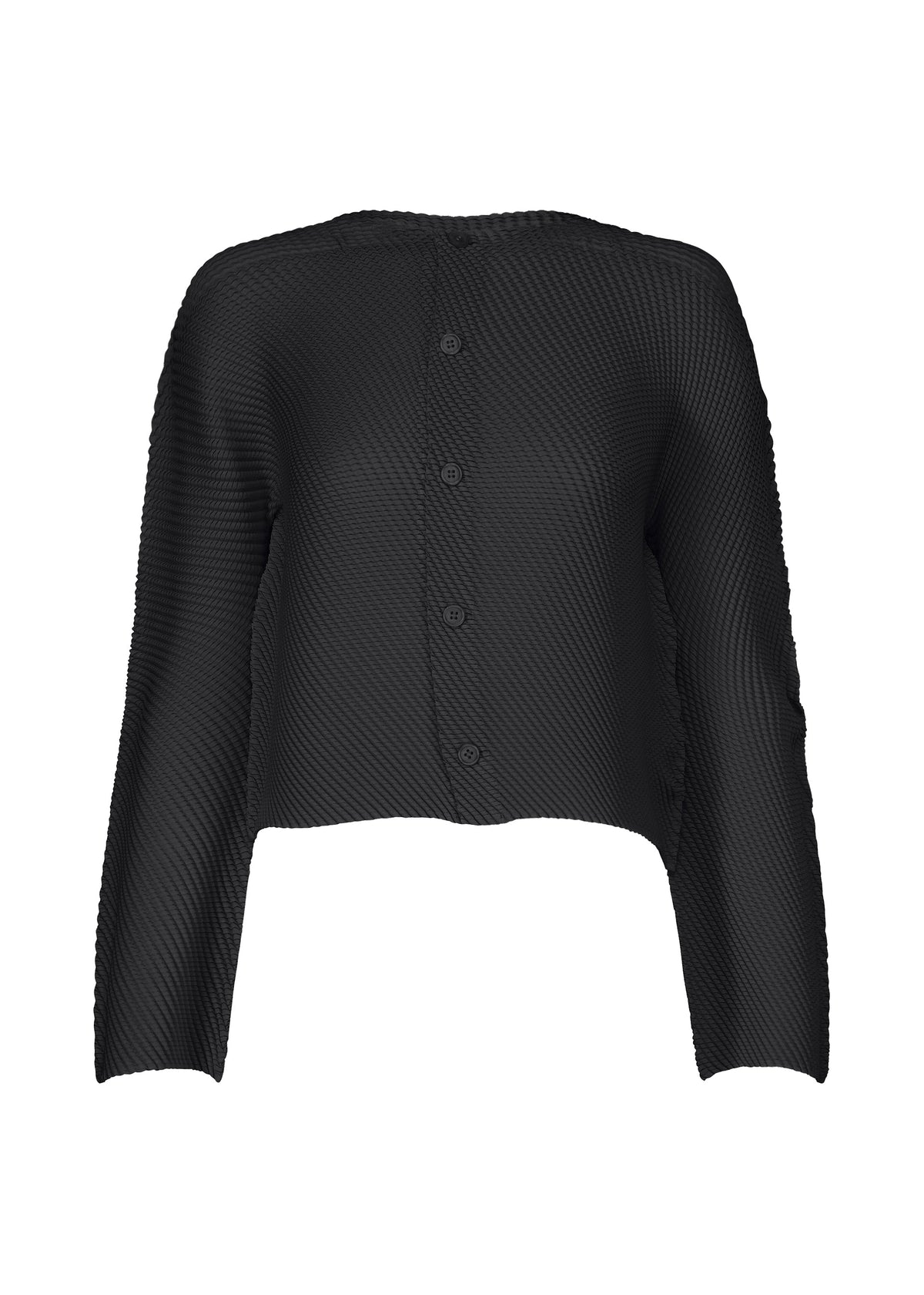 A product shot of the ISSEY MIYAKE SHIFTED MISTY PLEATS clothing in black (15).