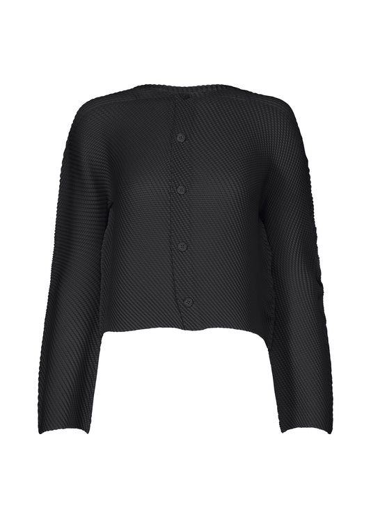 A product shot of the ISSEY MIYAKE SHIFTED MISTY PLEATS clothing in black (15).