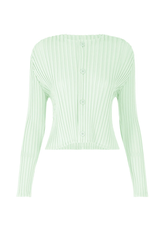 A product shot of the ISSEY MIYAKE FOLD PLEATS cardigan in mint (60).