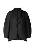 A product shot of the ISSEY MIYAKE SOFT FOLD PLEATS cardigan in black.