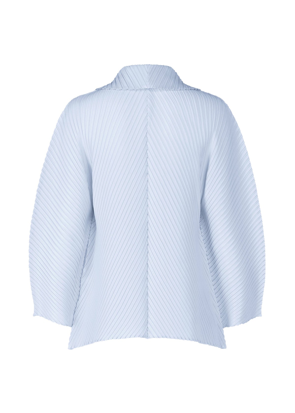 A detail shot of the ISSEY MIYAKE SOFT FOLD PLEATS cardigan.