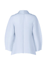 A detail shot of the ISSEY MIYAKE SOFT FOLD PLEATS cardigan.