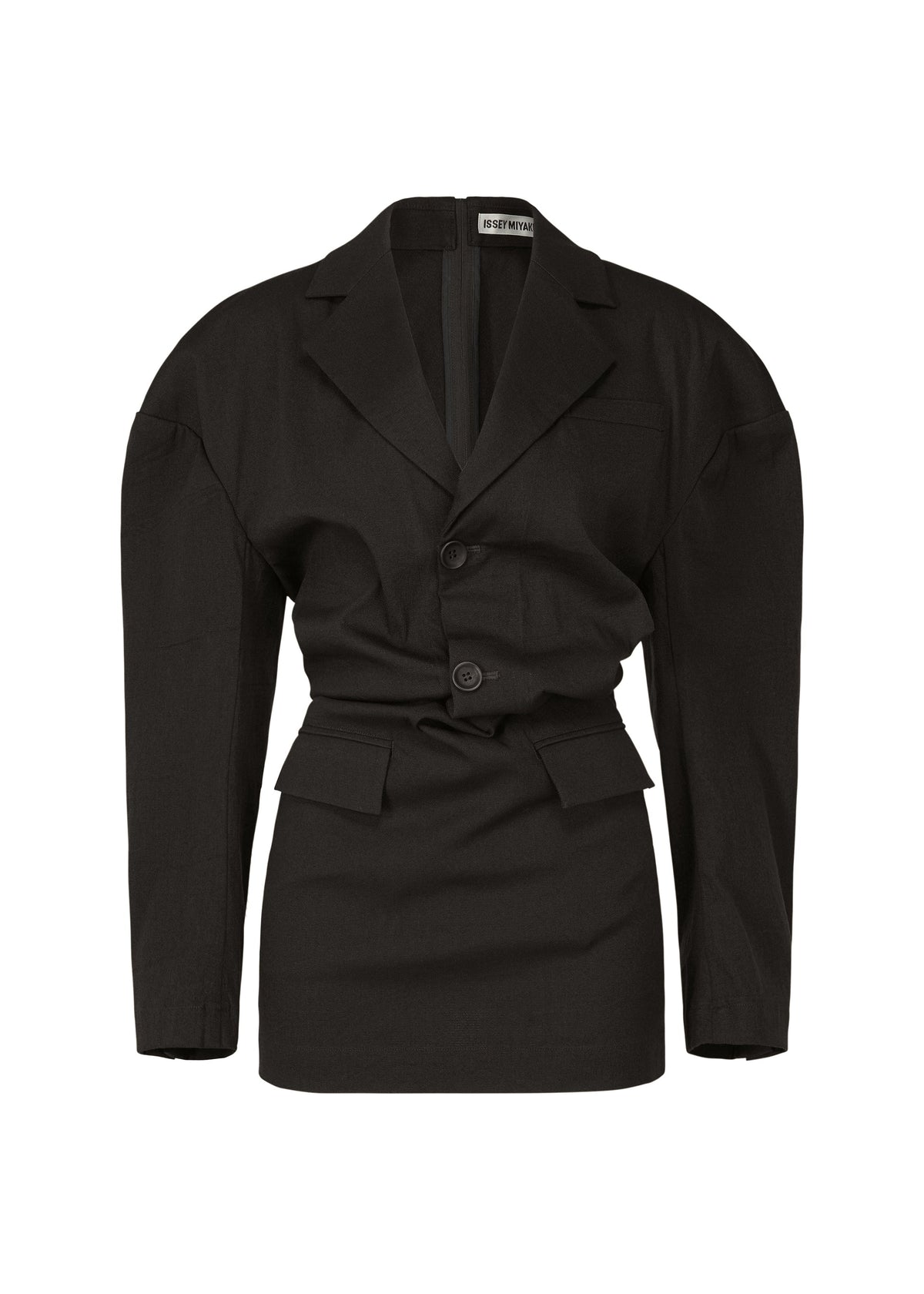 A product shot of the ISSEY MIYAKE LIKE TORSO LIKE BLAZER tunic in black (15).